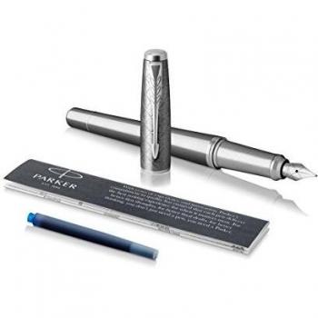 PARKER Urban penna stilografica Premium Silvered Powder con inchiostro blu