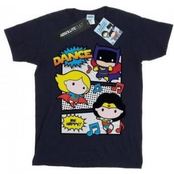 T-Shirt Ragazzi DC Chibi Supereroi Ballare 12-13 Anni Nero