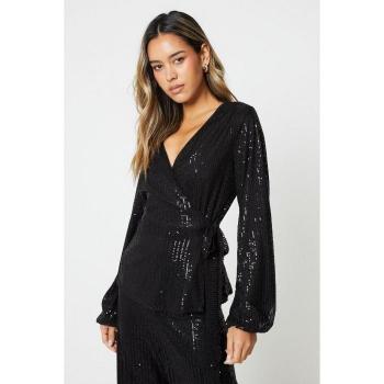 Dorothy Perkins Damski Top Cekinowy z Wiązanym Pasem