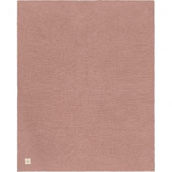 Couverture tricotée en coton bio GOTS Frizzy rose 80 x 100 cm