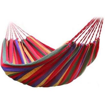 Hamaca de camping pliable 190×80 cm – rouge & bleu