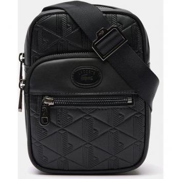 Borsa a tracolla Lacoste Monogram pelle nera uomo