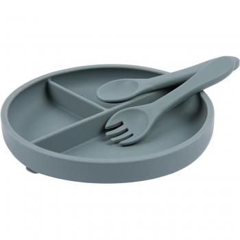 Silicone Baby Feeding Plate with Fork and Spoon