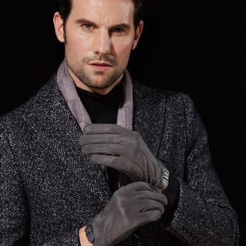 Fleecegefütterte Wildlederhandschuhe für Herren, dick und warm