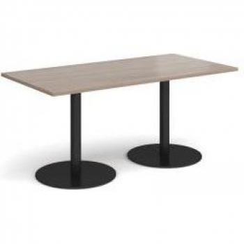 Monza Rectangle Table 1.6m × 0.8m – Walnut (Barcelona) on Black Round Base