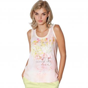 Damen Top Rundhalsausschnitt, offener Chiffonkante – Tuzzi 46