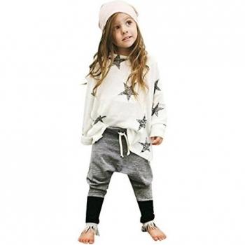 Ropa De La Muchacha Niños,RETUROM Venta Caliente Nuevo Estilo Para Niños Pequeños Muchachas De Los Cabritos De La TÉCnica De La Estrella Ropa De Manga Larga De La Camiseta + Pantalones Largos 1Ponga