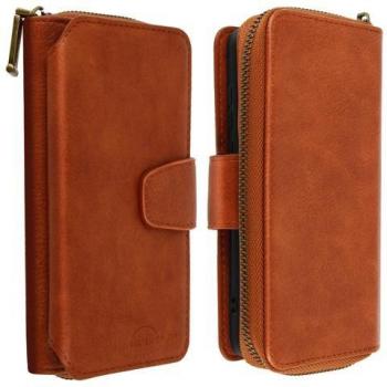 Carcasa Marrón de Piel para Huawei P40 y Monedero Desmontable