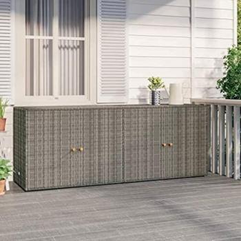 VidaXL Armadietto da Giardino Grigio 198x55,5x80cm Polyrattan