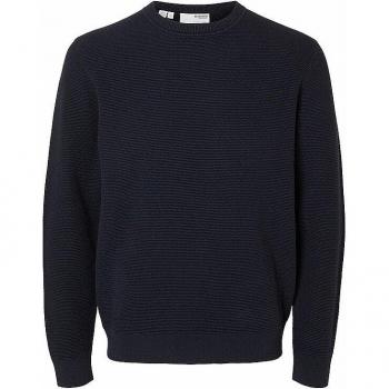 SELECTED HOMME Strickpullover mit gerippten Abschlüssen Modell 'ROSS', Größe XL - men - Dunkelblau - XL