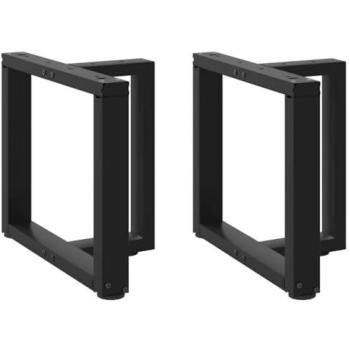 Gambe Tavolino da Caffè T-Shaped 2 pz Nero Acciaio 50x25x(42-43) cm