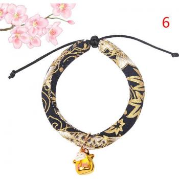 Collier à la main japonais avec cloche pour chien et chat - Imprimé