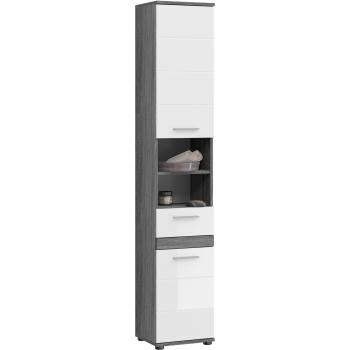 Welltime Hochschrank »Lucca«  Rauchsilber NB/weiß hochglanz