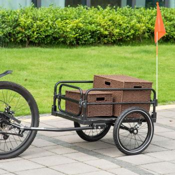 HOMCOM Steel Bike Trailer with Triple Safety