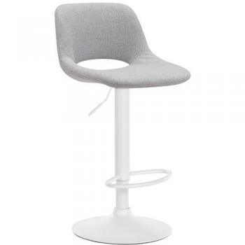 Metrópolis Chic – Taburete Camden con Tapizado Gris y Acero Blanco Mate