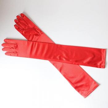 Red Satin Opera Gloves