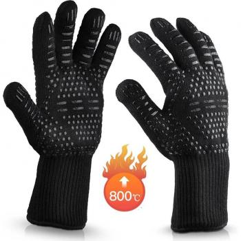 Hitzeschutz Handschuhe 1472 °F Silikon für Grill und Backofen