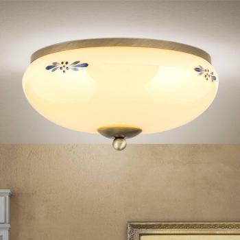 Patynowana lampa sufitowa Landhaus w kolorze niebieskim Ø 28 cm