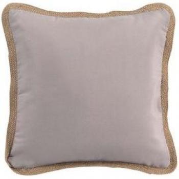 Coussin dehoussable 40 x 40 cm polycoton uni+jute kelonia Gris