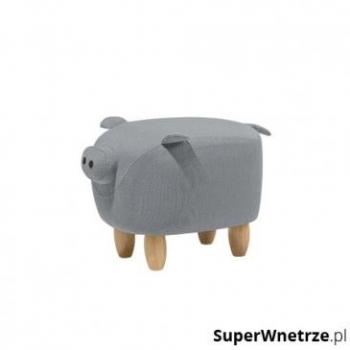 BELIANI Modern Fabric Stool Solid Wood Legs Animal Footrest Grey Piggy