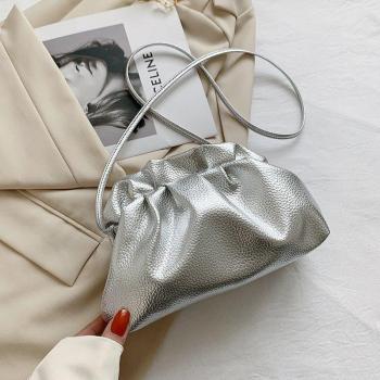 Bolso bandolera simple mujer, diseño retro, dorado