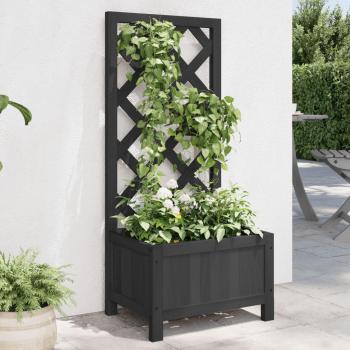 VidaXL Black Fir Wood Planter with Trellis