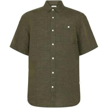 KnowledgeCotton Regular Leinenhemd M olivgrün