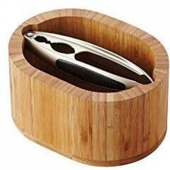 Brown Bamboo Nutcracker – Point‑Virgule Oval Set (16×12.5×8.5 cm)