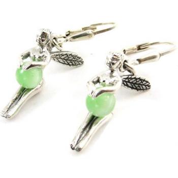 Dormeuses Argent Petite Fée Vert