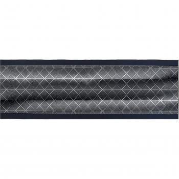 Tappeto in poliestere bianco e blu, 80 x 240 cm, motivo geometrico, antiscivolo