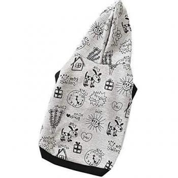 XGPT Fashion Dog T-Shirt Cartoone Incappucciato Maglione a Manica Corta Giacca Casual Gilet Grigio Extra Large