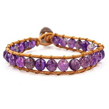 Bracelet Femme Sloya Améthyste et Cuir