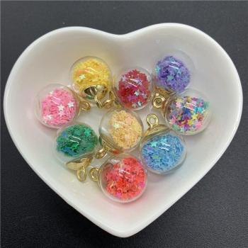 Mini Glass Bottles with Star Sequin Charms (16mm, 5pcs)