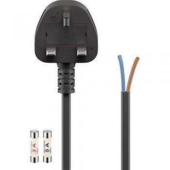 CABLEPELADO Cable de alimentación eléctrico UK a bornes 1.5 Metros Negro