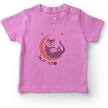 Angemiel Baby Month On Cat Pink T-Shirt for Girls