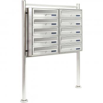 Blocco 10 cassette postali base con piede d’appoggio in acciaio inox, 2x5 livelli – 160000024