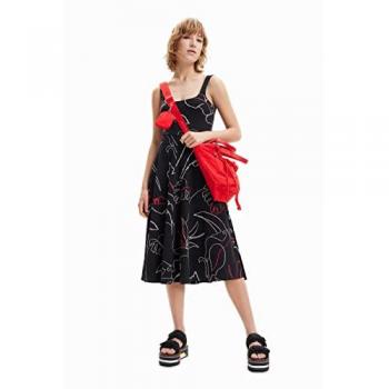 Vestido Desigual Tropical Alças Preto