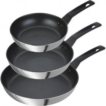 9X Tougher Stainless Steel Frying Pan Set - 3 Pack