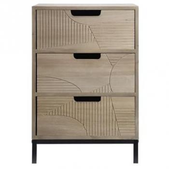 Mobili Rebecca - Rebecca Mobili Comodino Stile Scandinavo con 3 Cassetti in Legno Compatto