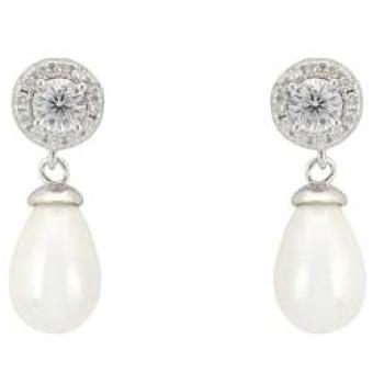 White Latelita Pearl Drop Earrings – Classic Silver