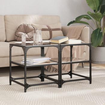 Mesa de centro superficie vidrio 2 uds acero negro 40x40x45 cm Vidaxl Negro