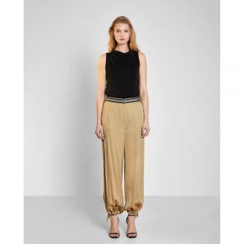 Trucco - Pantalones anchos femeninos de satín con bajo ajustable