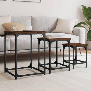 VidaXL Nesting Coffee Tables 3 pcs Brown Oak Engineered Wood