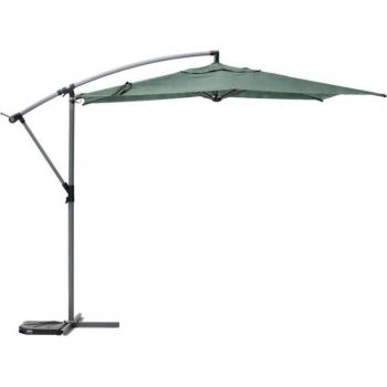 Sombrilla colgante Manoa verde oliva y gris cuarzo - 3 m
