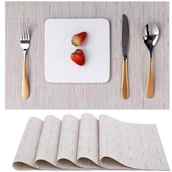 Myir JUN Tovagliette Americane Lavabili Plastica, Tovagliette Non-scivolose Resistenti al Calore, Set da 6 Tovagliette per Tavolo da Cucina