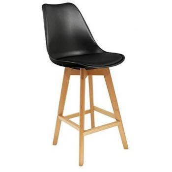 Tabouret de bar en bois scandinave Home Factory - H. 105 cm - Noir