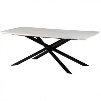 Mesa Comedor Monctón con Base de Metal y Superficie Cerámica