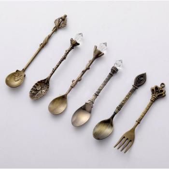 6-Piece Royal Style Gold Dessert Fork and Spoon Set