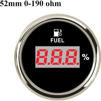 2 52mm Digital Fuel Level Gauge with LCD Display, 240~33ohm / 0~190ohm, Red Backlight for Automotive and Marine (9-32V)