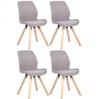 Set di 4 sedie Luna in tessuto grigio con struttura in legno